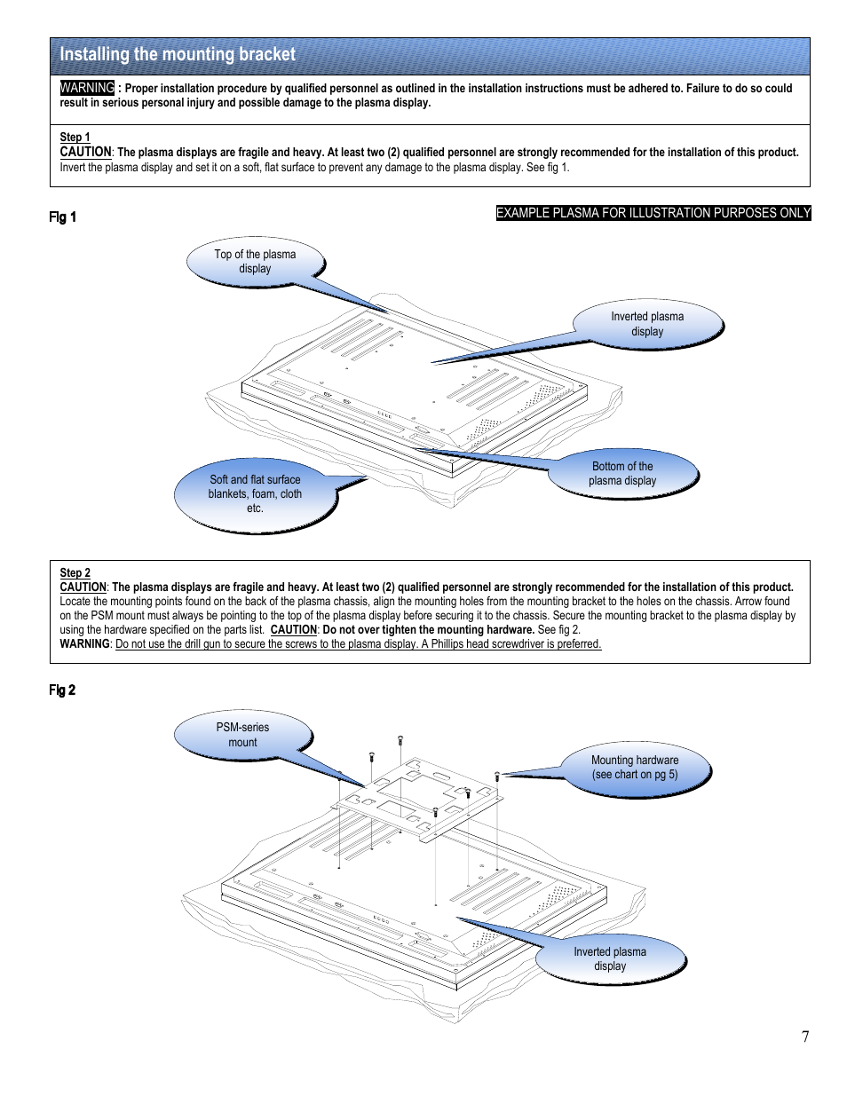Installing the mounting bracket | Premier Mounts PSM-442F User Manual | Page 7 / 12