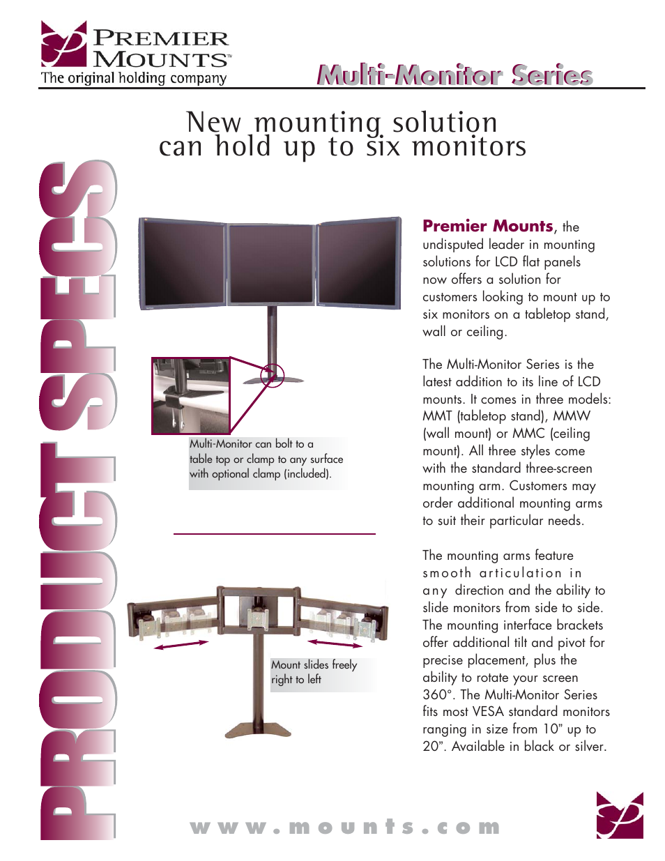 Premier Mounts MMC User Manual | 2 pages