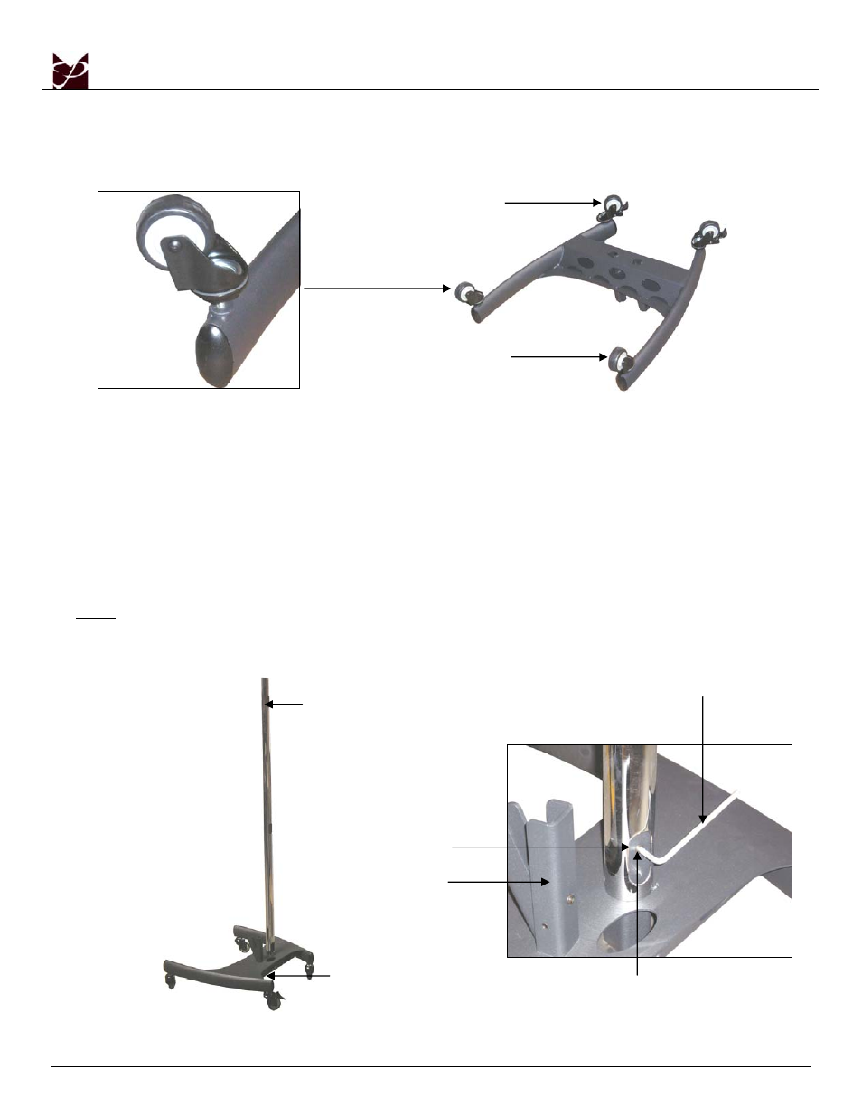 Bw base castor installation (figure 1), Support tube installation (figure 2) | Premier Mounts MOUNTS PSD-BWL User Manual | Page 5 / 22