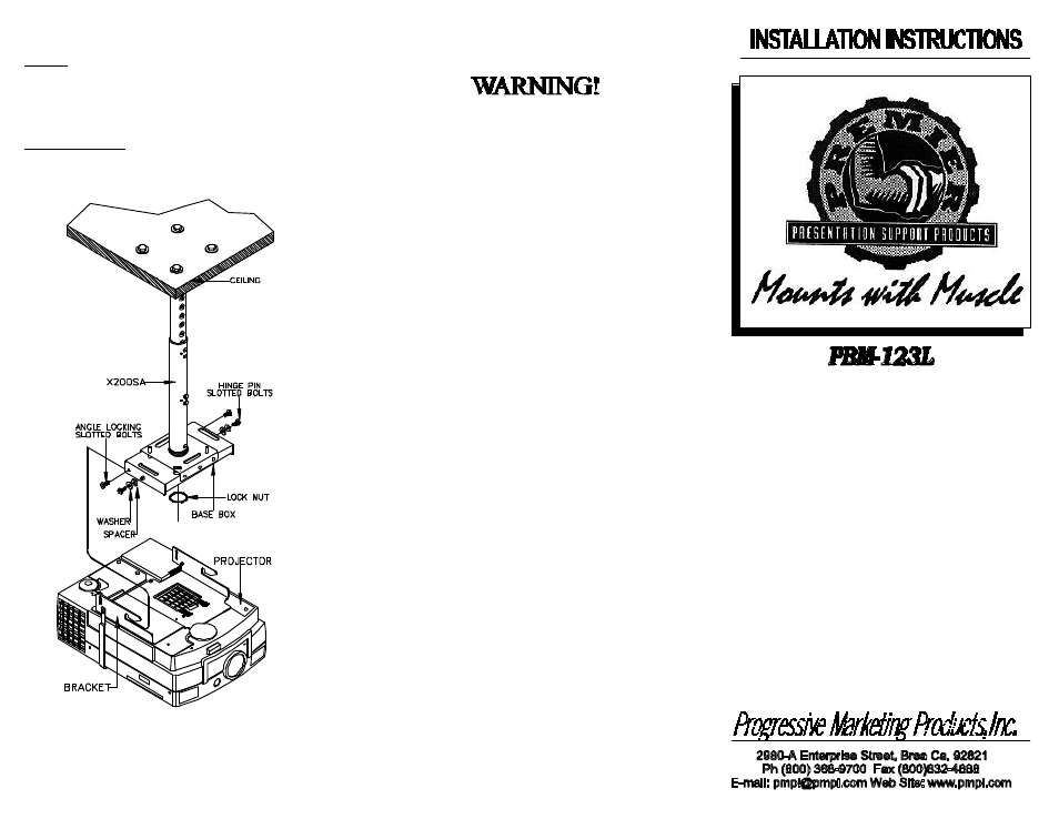 Premier Mounts PBM-123L User Manual | Page 2 / 2