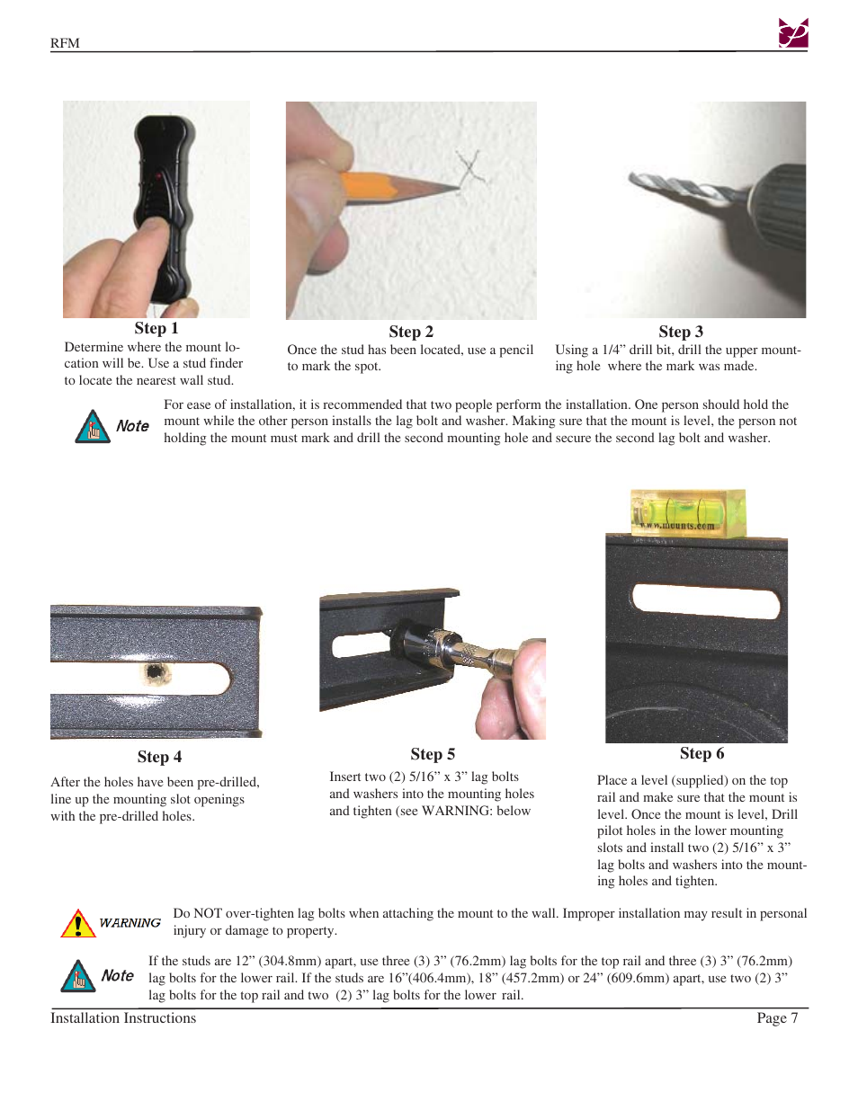 Premier Mounts Rotary series User Manual | Page 7 / 11