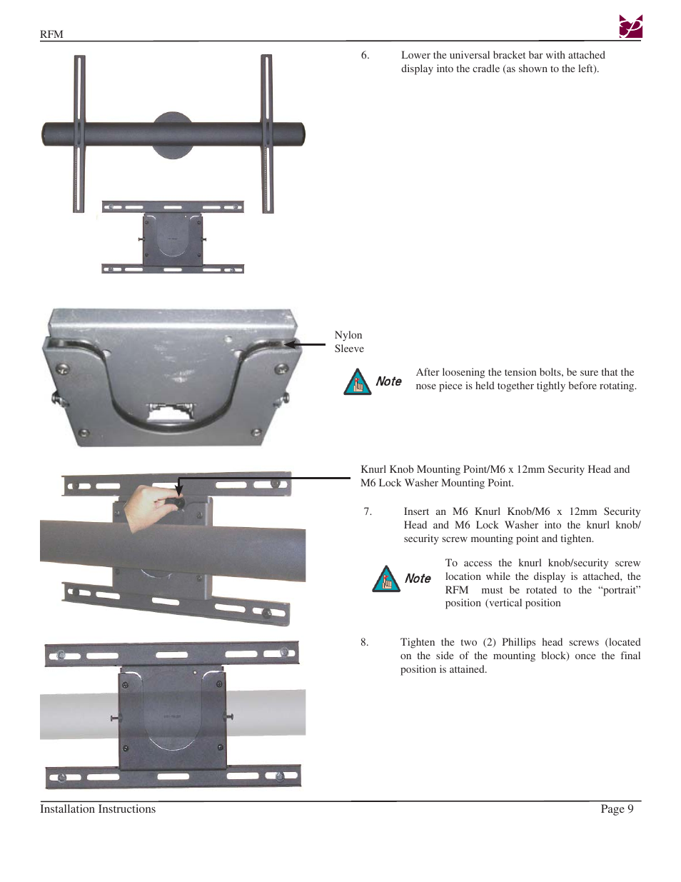 Premier Mounts Rotary series User Manual | Page 9 / 11