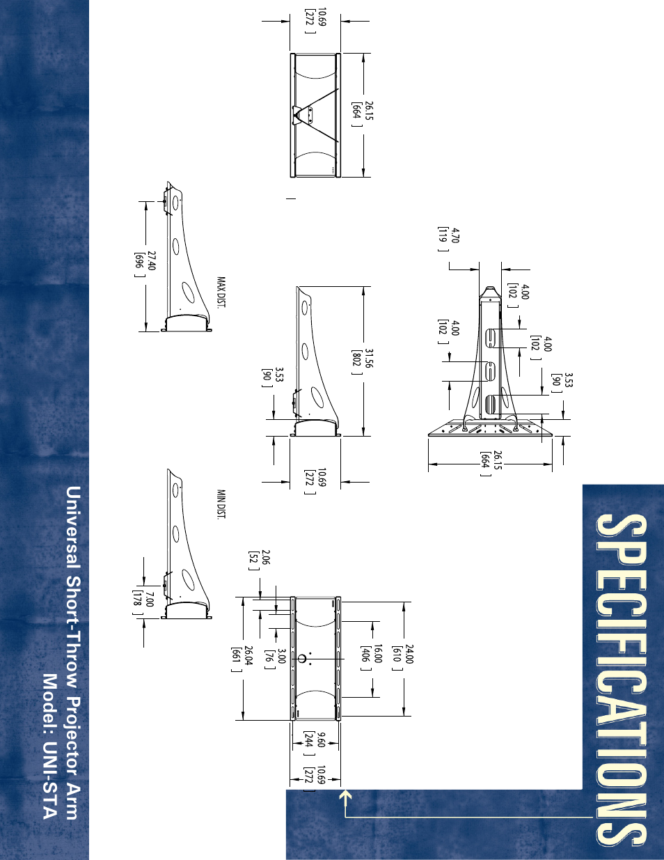 Premier Mounts Universal Short-Throw Projector Arm UNI-STA User Manual | Page 2 / 2