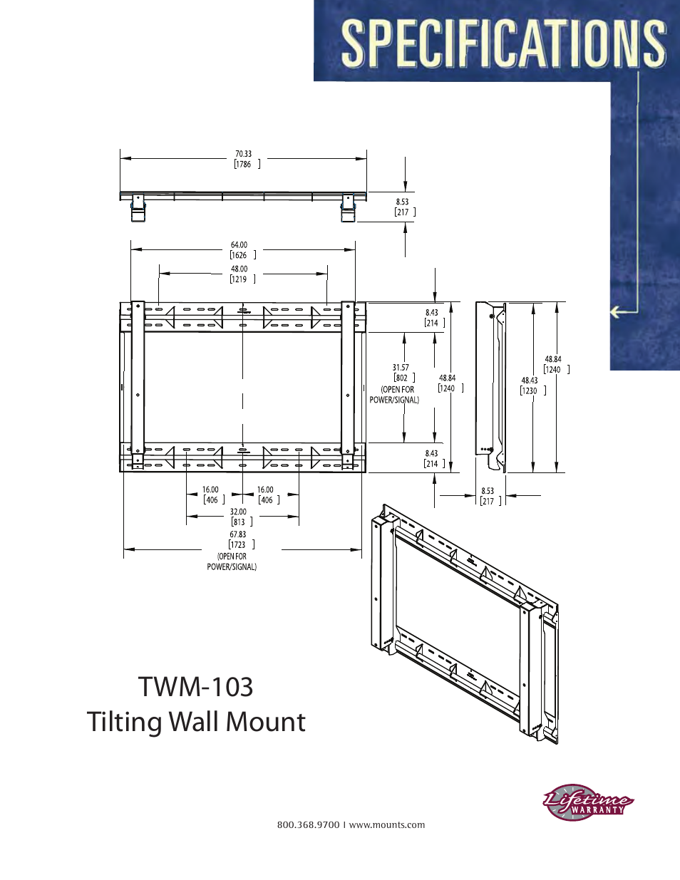 Twm-103 tilting wall mount | Premier Mounts TWM-103 User Manual | Page 2 / 2