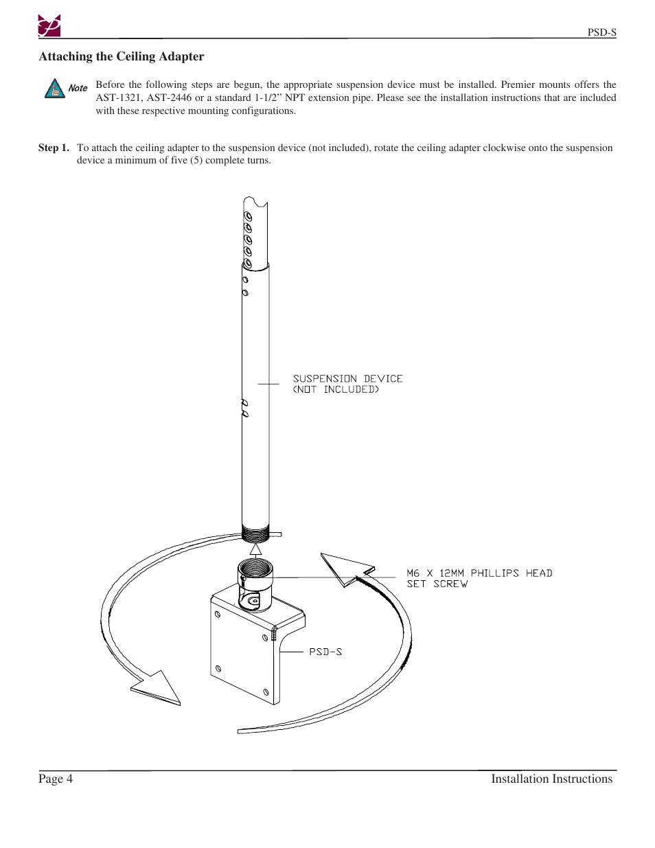 Premier Mounts PSD-S User Manual | Page 4 / 9