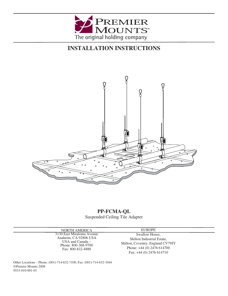 Premier Mounts PP-FCMA-QL User Manual | 12 pages