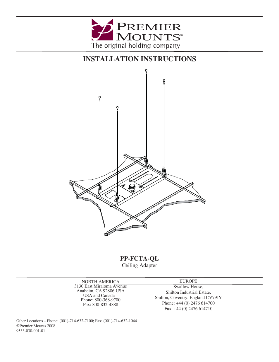 Premier Mounts PP-FCTA-QL User Manual | 11 pages