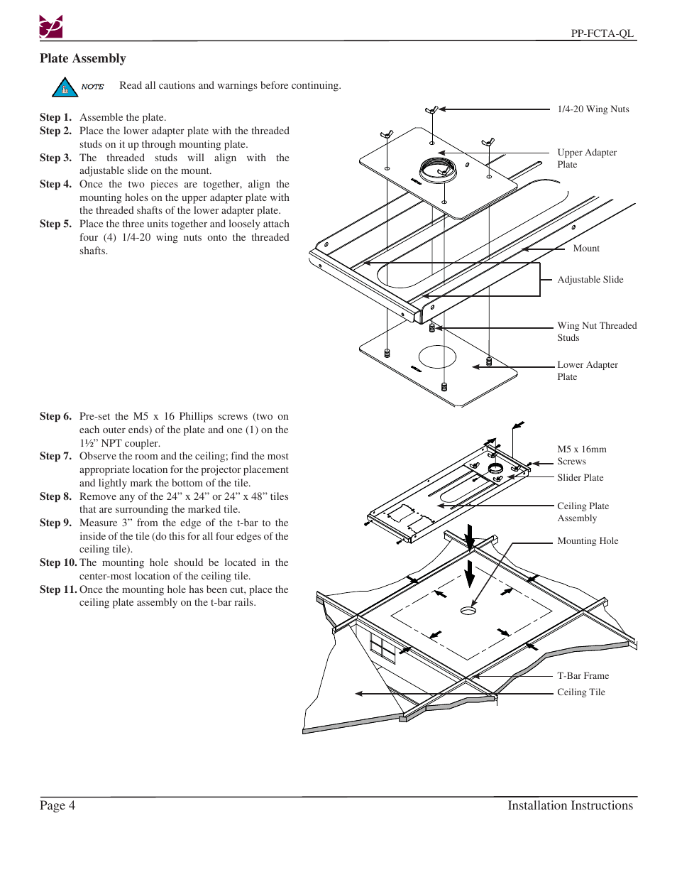 Premier Mounts PP-FCTA-QL User Manual | Page 4 / 11