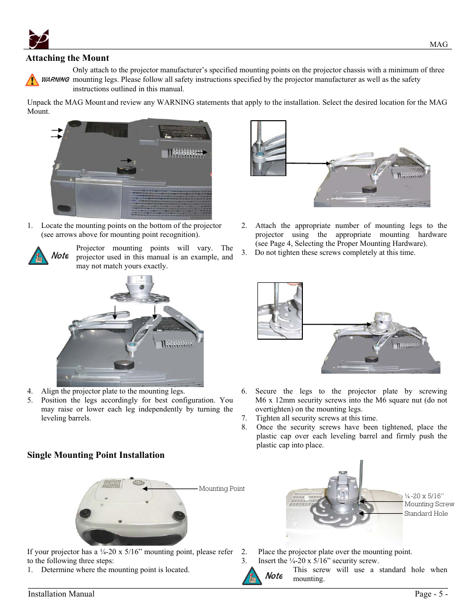 Premier Mounts Polaris Universal Projector Mount MAG User Manual | Page 5 / 8