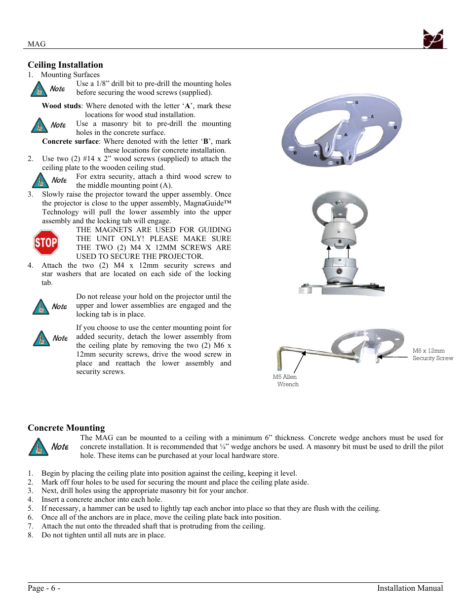 Premier Mounts Polaris Universal Projector Mount MAG User Manual | Page 6 / 8