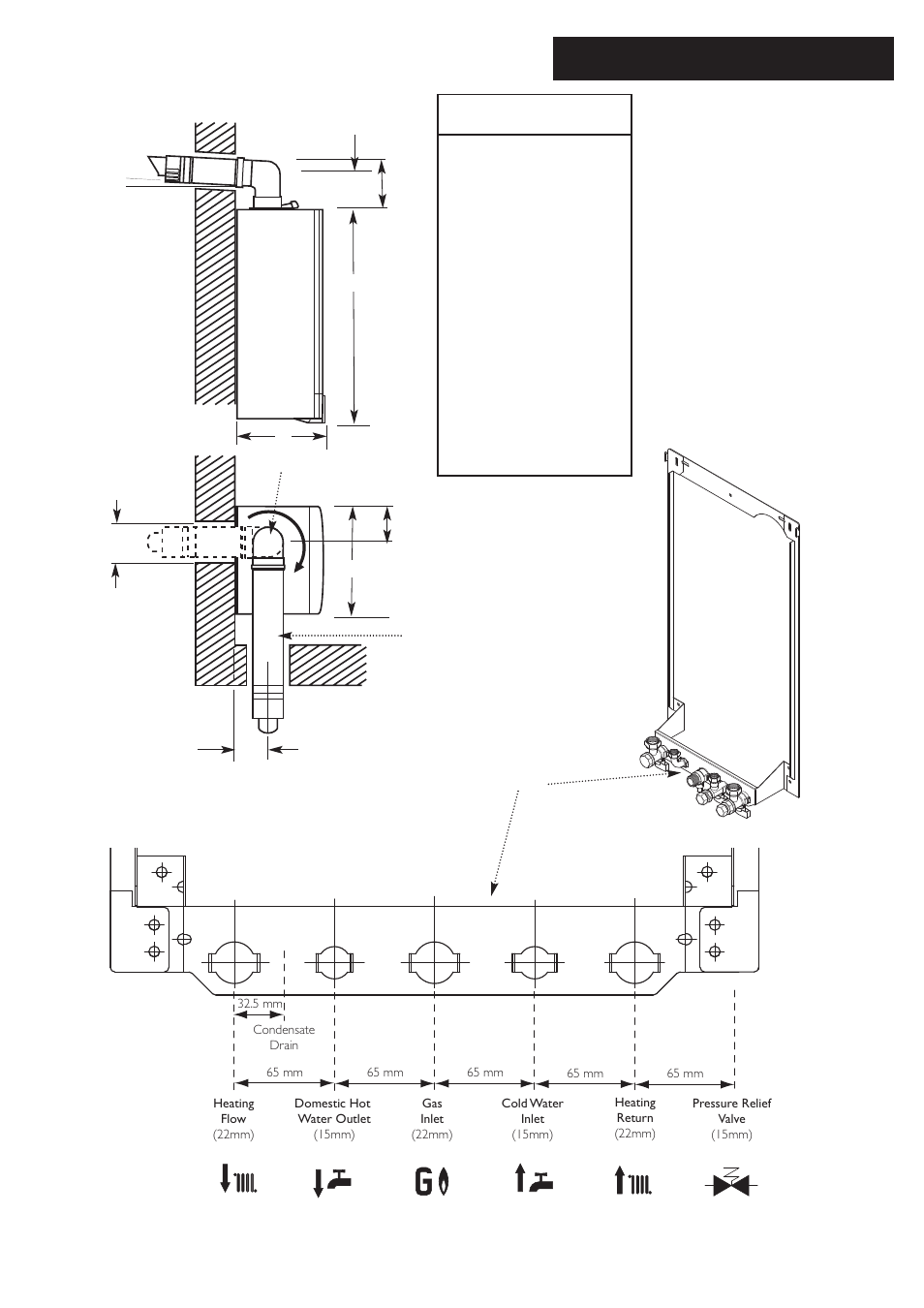 0 dimensions and fixings, Dimensions | Baxi Potterton Heatmax Combi HE Condensing Combination Boiler User Manual | Page 11 / 60