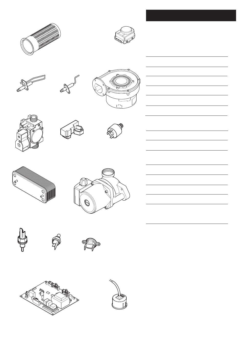 0 short parts list | Baxi Potterton Heatmax Combi HE Condensing Combination Boiler User Manual | Page 50 / 60