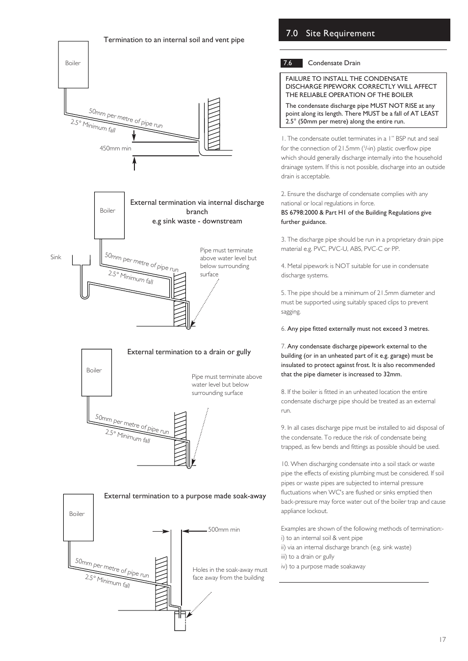 0 site requirement | Baxi Potterton 80 HE User Manual | Page 17 / 52
