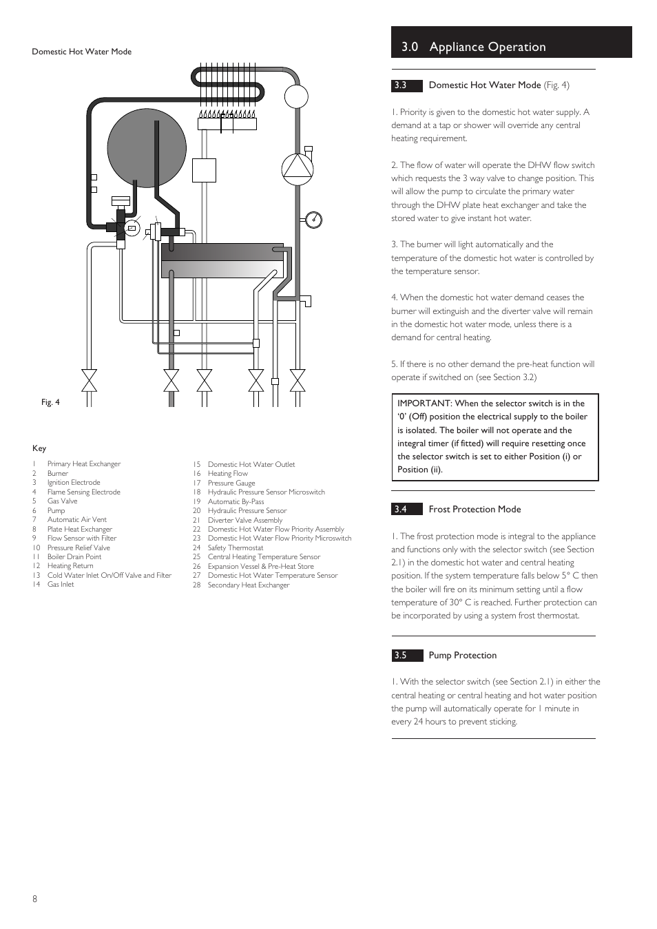 0 appliance operation | Baxi Potterton 80 HE User Manual | Page 8 / 52