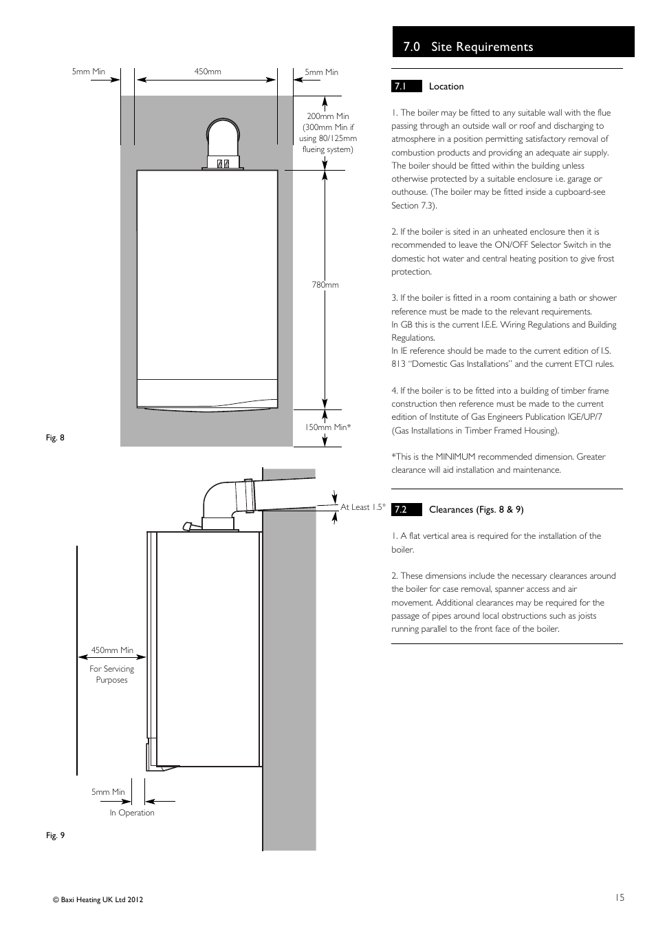 0 site requirements | Baxi Potterton Titanium Condensing Combination Boiler 47-393-40 User Manual | Page 15 / 64