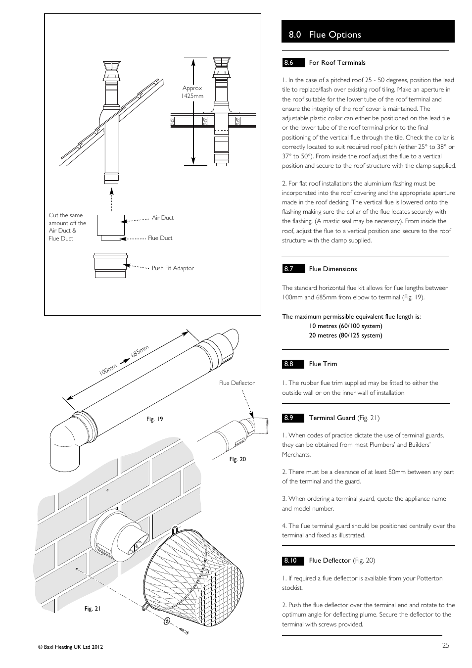 0 flue options | Baxi Potterton Titanium Condensing Combination Boiler 47-393-40 User Manual | Page 25 / 64