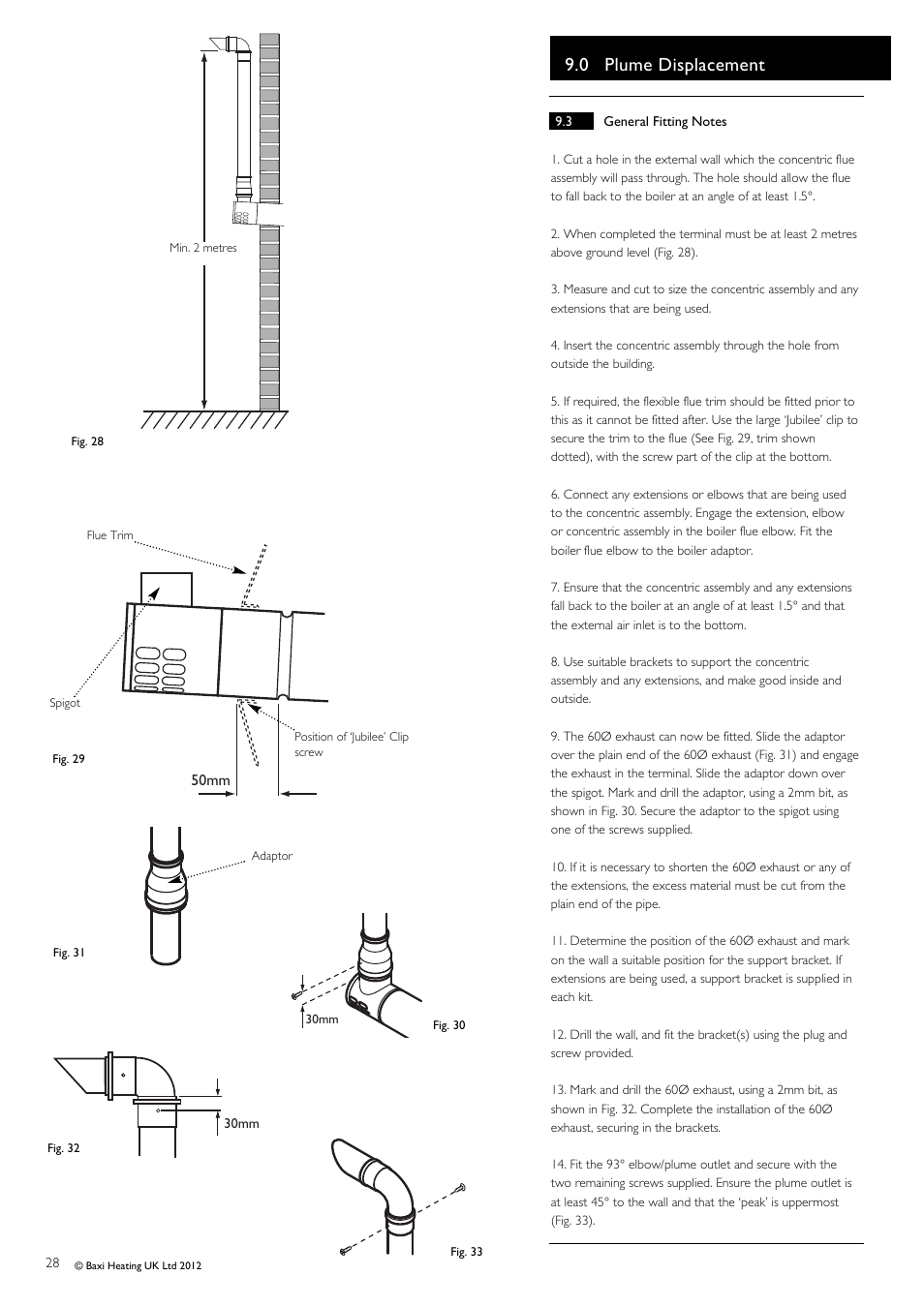 0 plume displacement | Baxi Potterton Titanium Condensing Combination Boiler 47-393-40 User Manual | Page 28 / 64