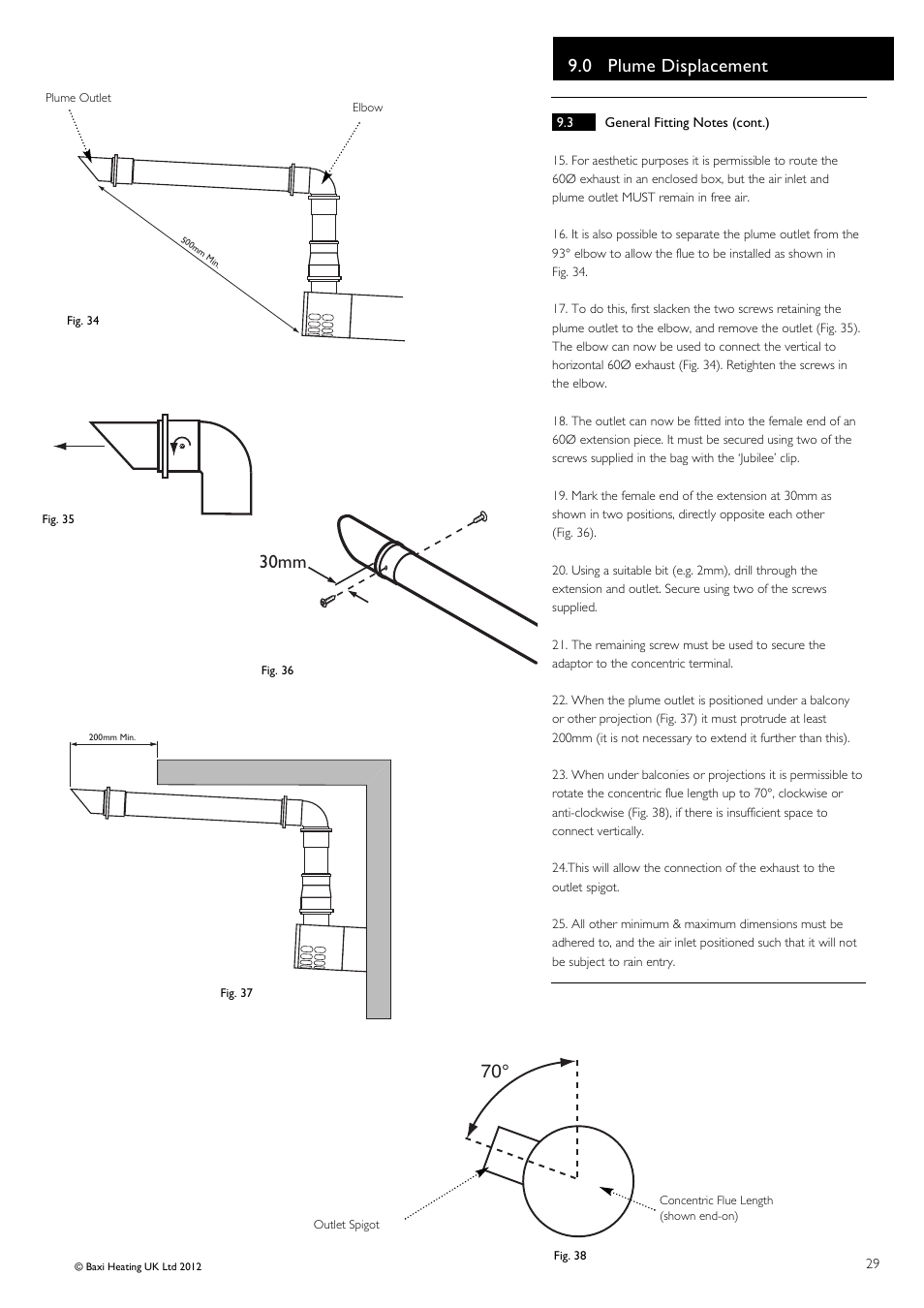 0 plume displacement, 30mm | Baxi Potterton Titanium Condensing Combination Boiler 47-393-40 User Manual | Page 29 / 64
