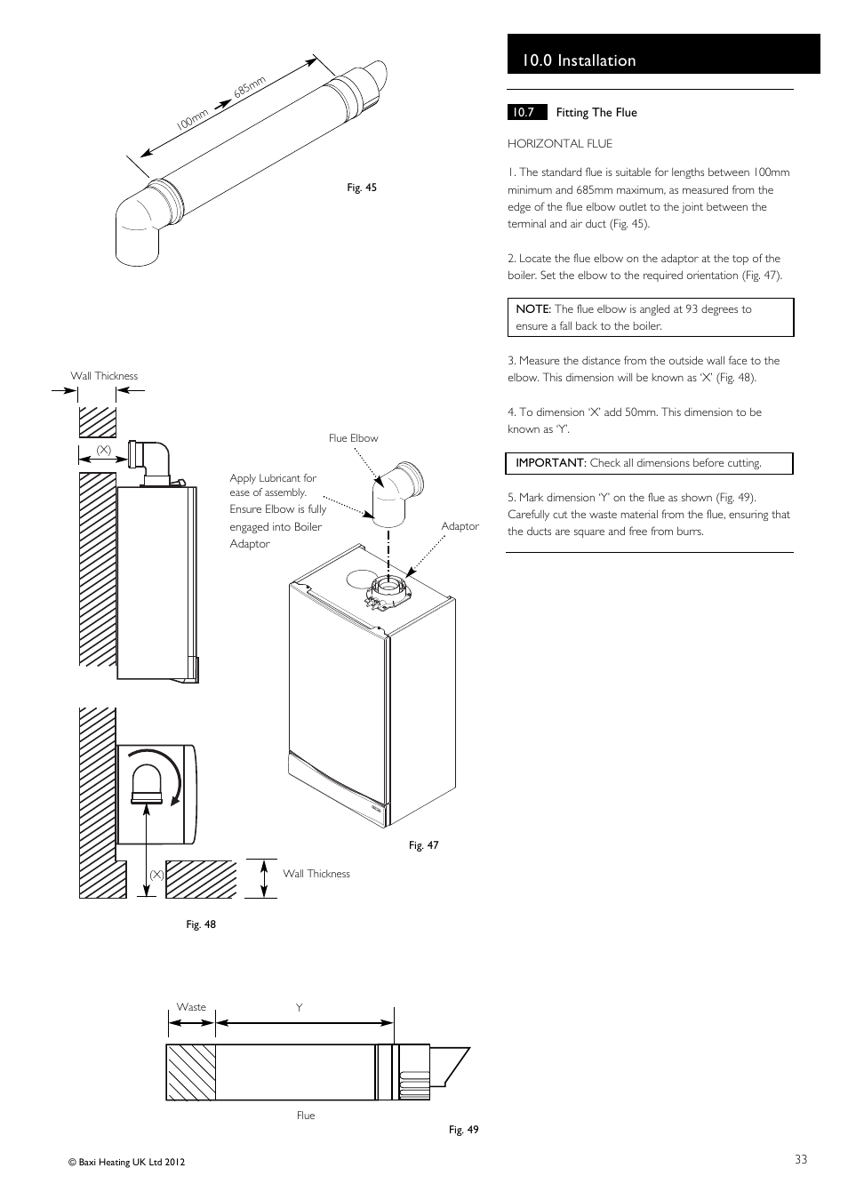 0 installation | Baxi Potterton Titanium Condensing Combination Boiler 47-393-40 User Manual | Page 33 / 64