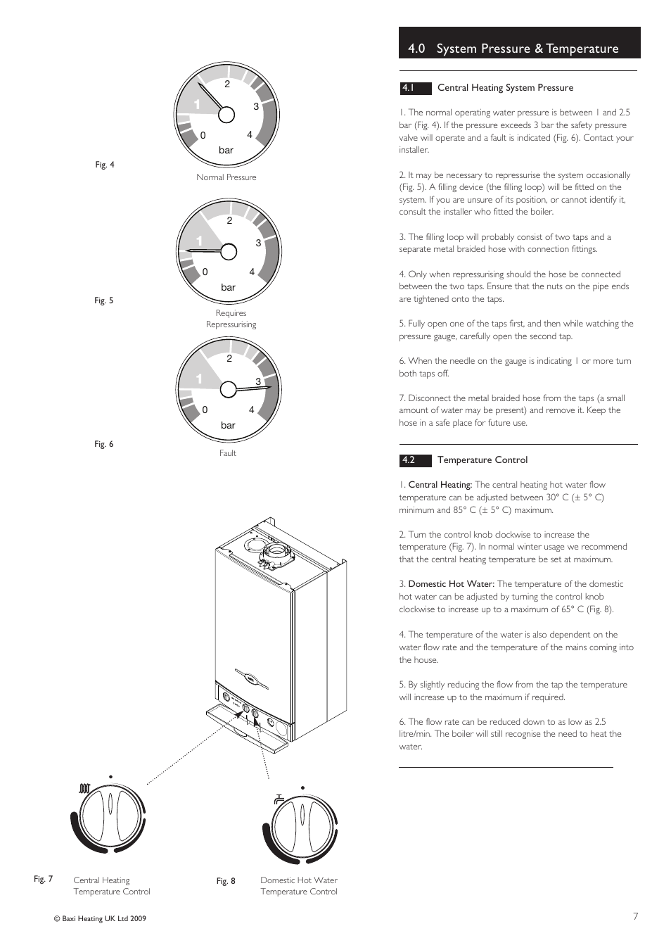 0 system pressure & temperature | Baxi Potterton COMBI 105 HE User Manual | Page 7 / 12