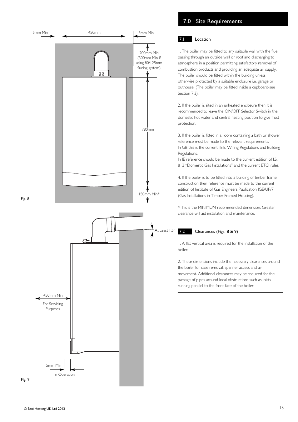 0 site requirements | Baxi Potterton Promax Combi HE Plus A Range G.C.No 47 393 23 User Manual | Page 15 / 60