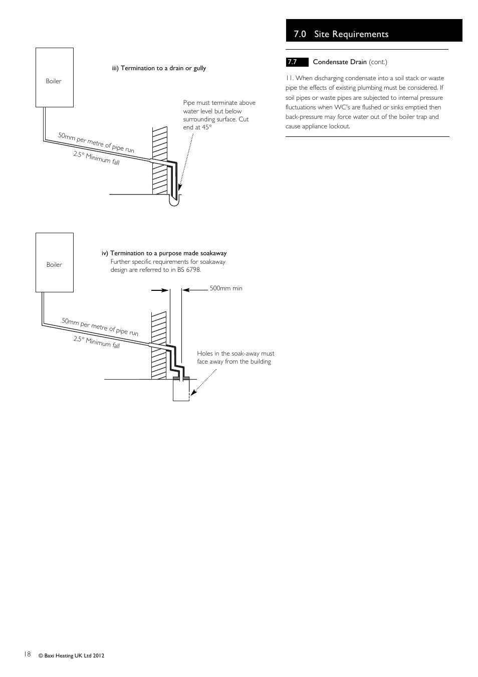 0 site requirements | Baxi Potterton Promax Combi HE Plus A Range G.C.No 47 393 23 User Manual | Page 18 / 60