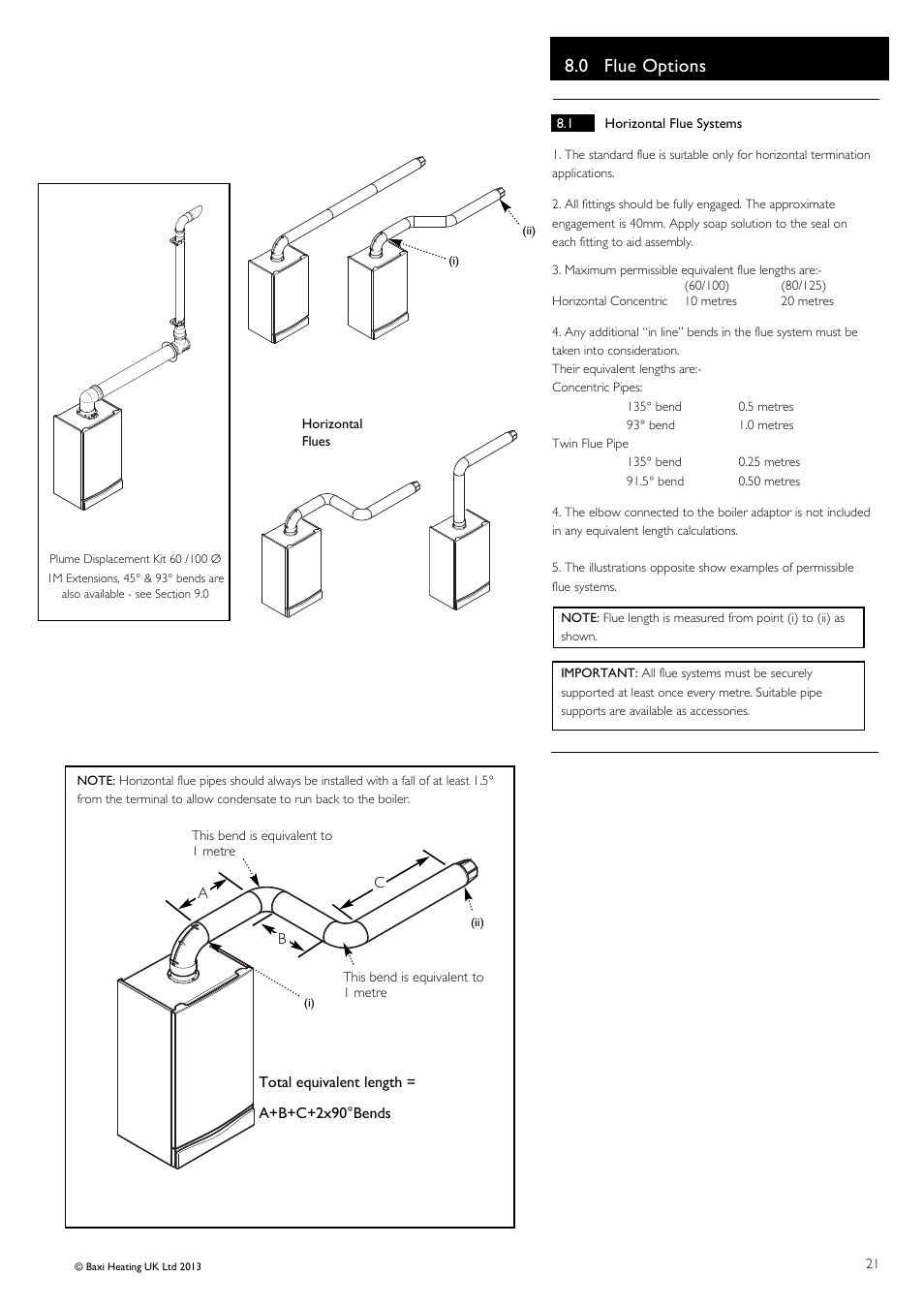 0 flue options | Baxi Potterton Promax Combi HE Plus A Range G.C.No 47 393 23 User Manual | Page 21 / 60
