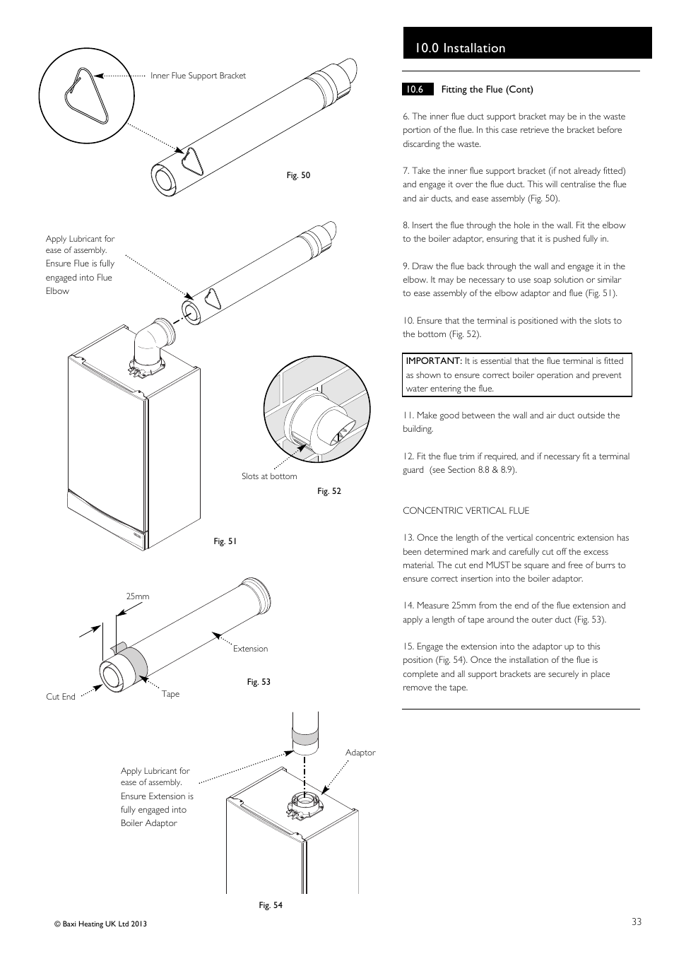0 installation | Baxi Potterton Promax Combi HE Plus A Range G.C.No 47 393 23 User Manual | Page 33 / 60