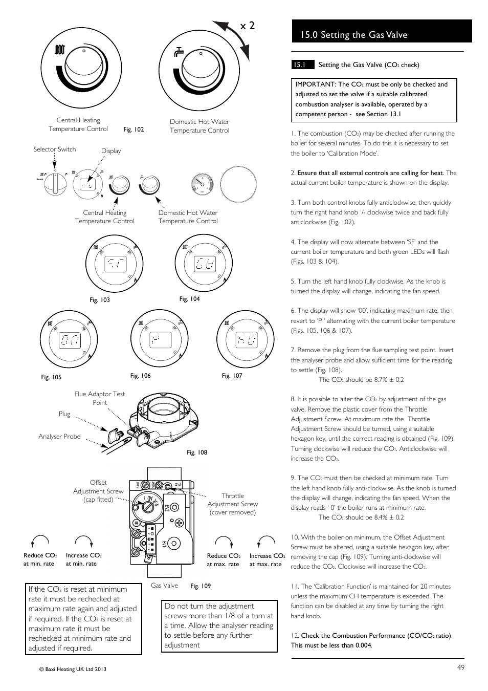 0 setting the gas valve, If the co | Baxi Potterton Promax Combi HE Plus A Range G.C.No 47 393 23 User Manual | Page 49 / 60