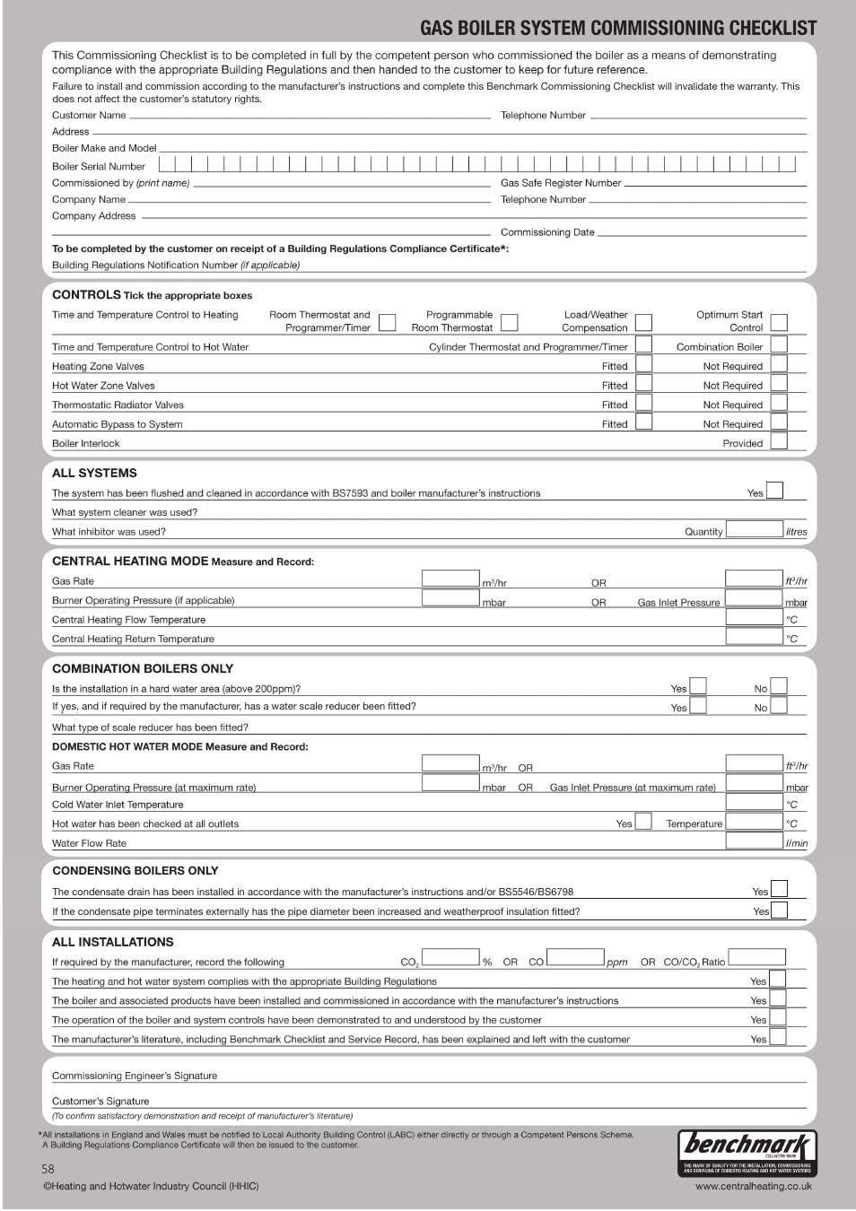 Baxi Potterton Promax Combi HE Plus A Range G.C.No 47 393 23 User Manual | Page 58 / 60