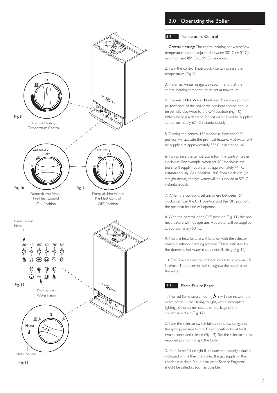 0 operating the boiler | Baxi Potterton BAXI COMBI INSTANT 105 HE User Manual | Page 7 / 12