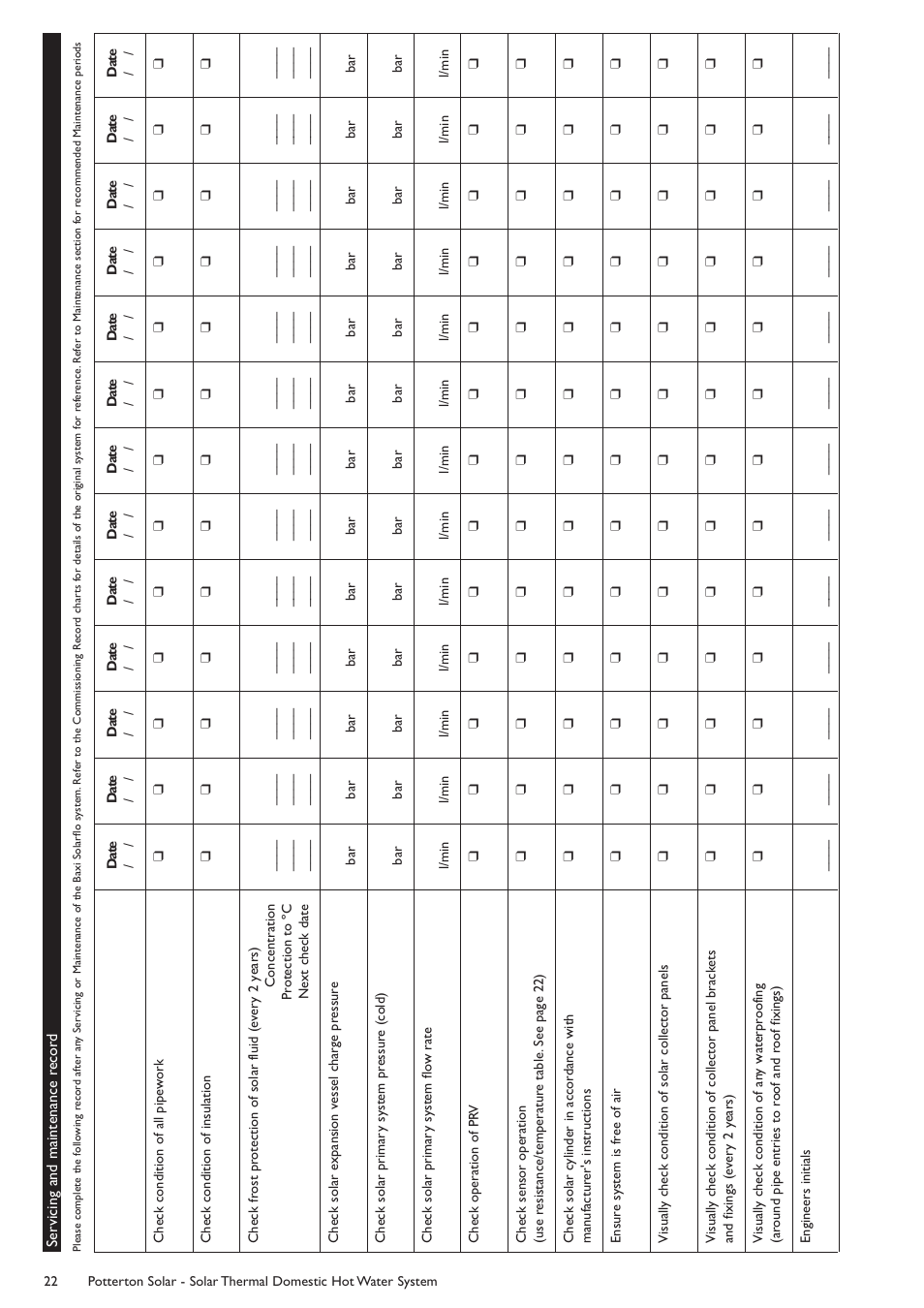 Baxi Potterton Solar User Manual | Page 22 / 32