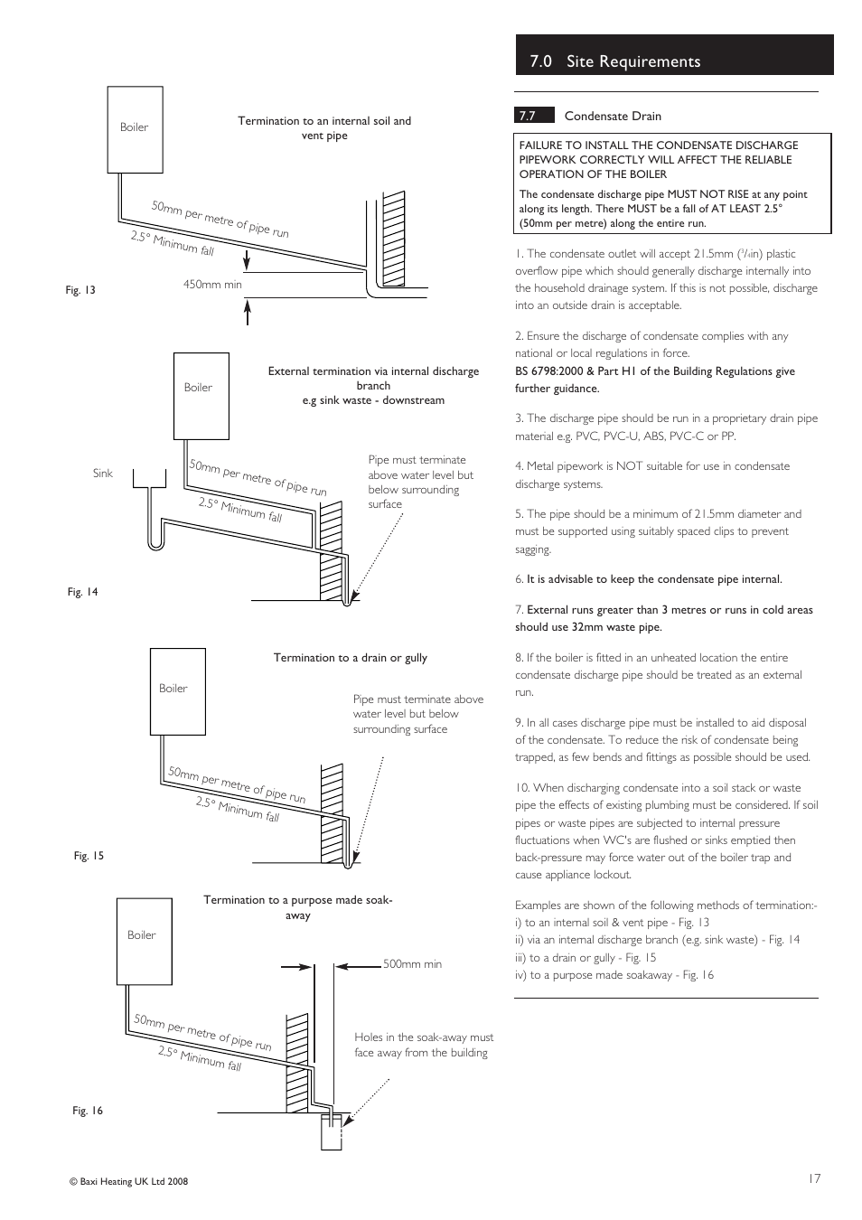 0 site requirements | Baxi Potterton Gold HE A Range User Manual | Page 17 / 60