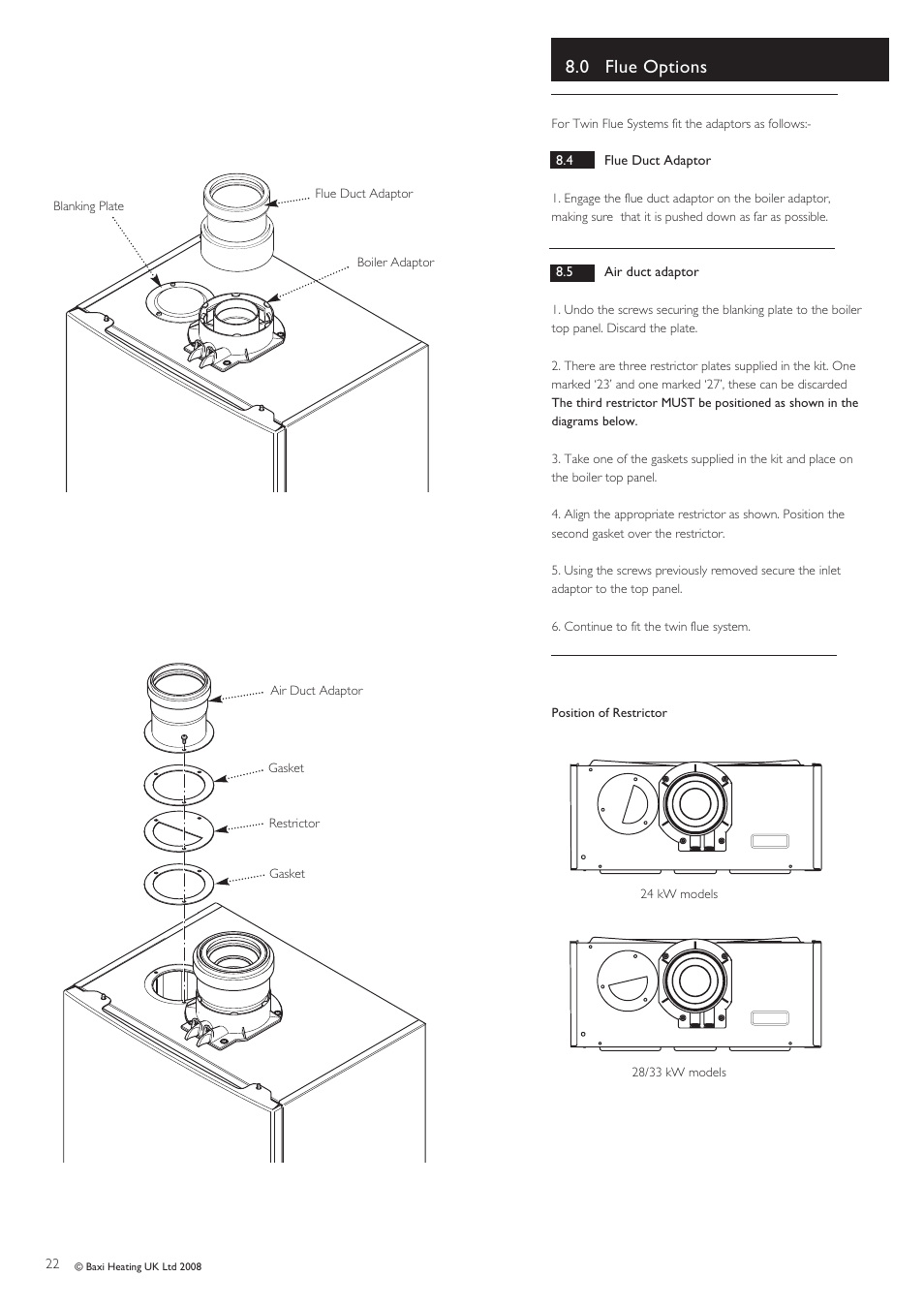 0 flue options | Baxi Potterton Gold HE A Range User Manual | Page 22 / 60