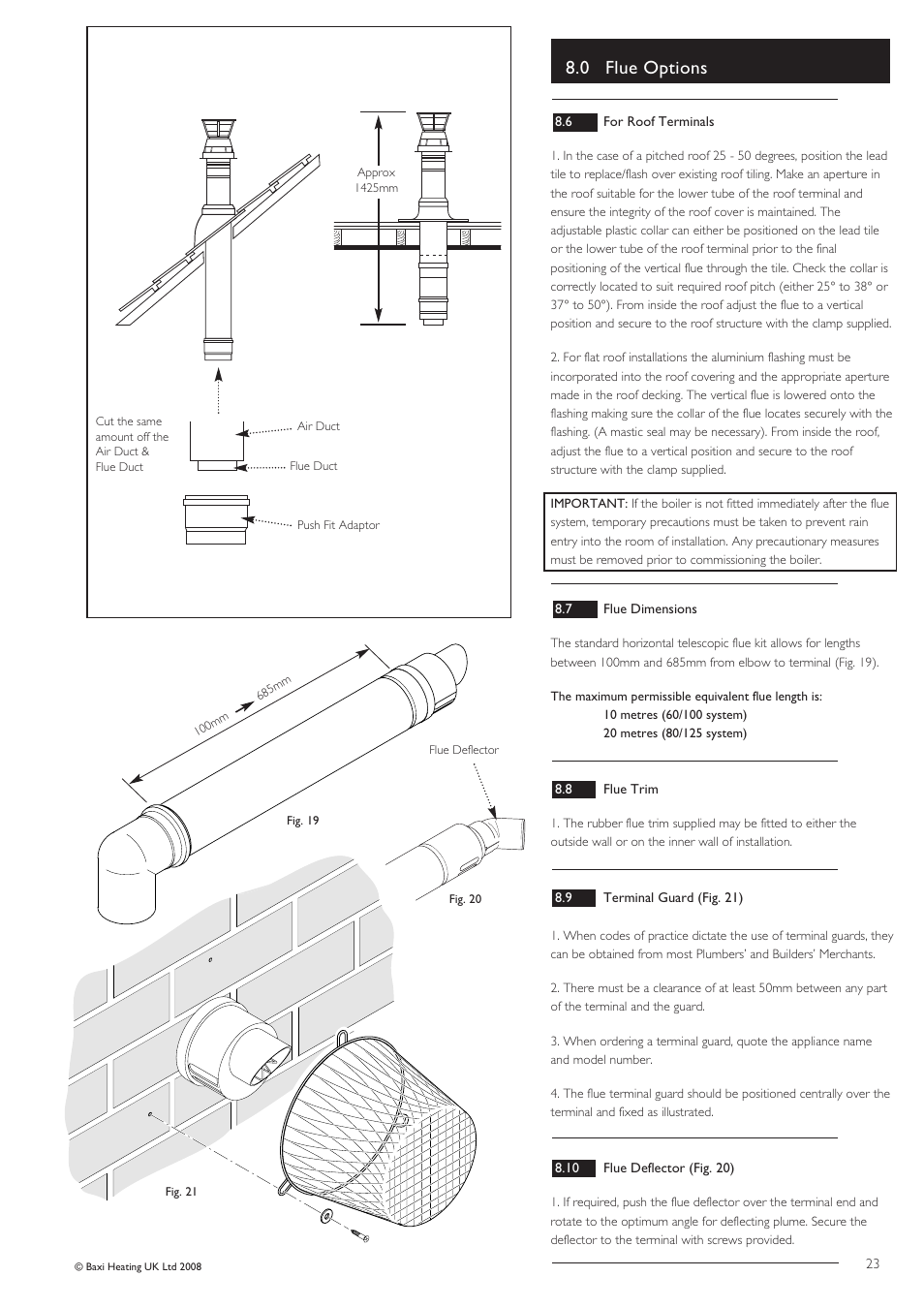 0 flue options | Baxi Potterton Gold HE A Range User Manual | Page 23 / 60