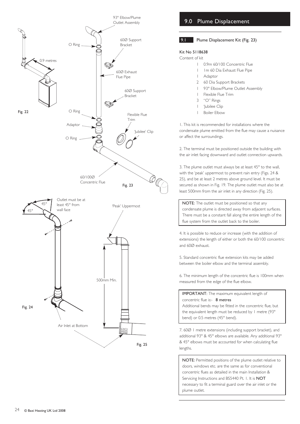0 plume displacement | Baxi Potterton Gold HE A Range User Manual | Page 24 / 60