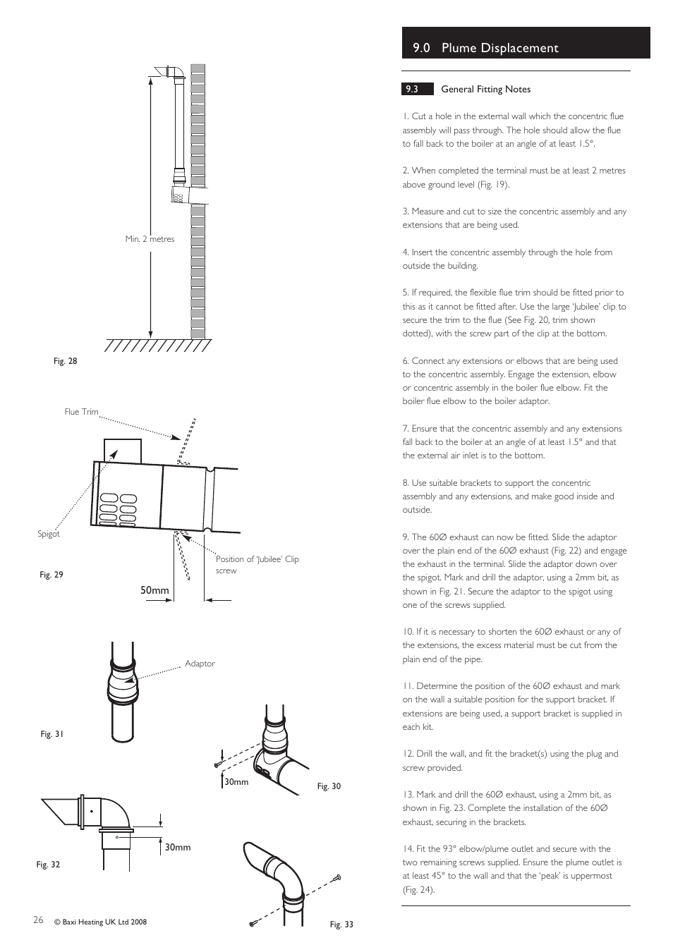 0 plume displacement | Baxi Potterton Gold HE A Range User Manual | Page 26 / 60