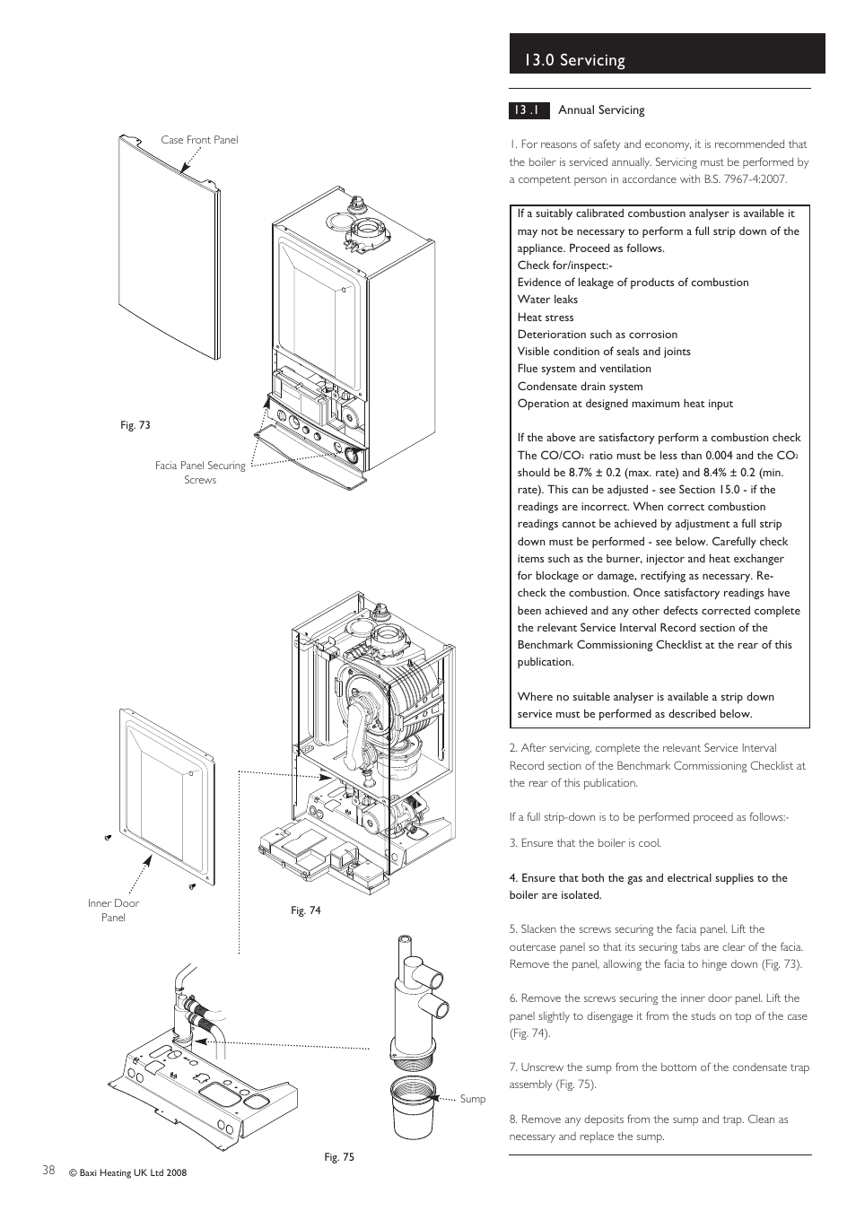 0 servicing | Baxi Potterton Gold HE A Range User Manual | Page 38 / 60