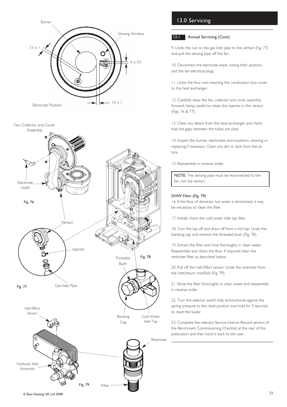 0 servicing | Baxi Potterton Gold HE A Range User Manual | Page 39 / 60