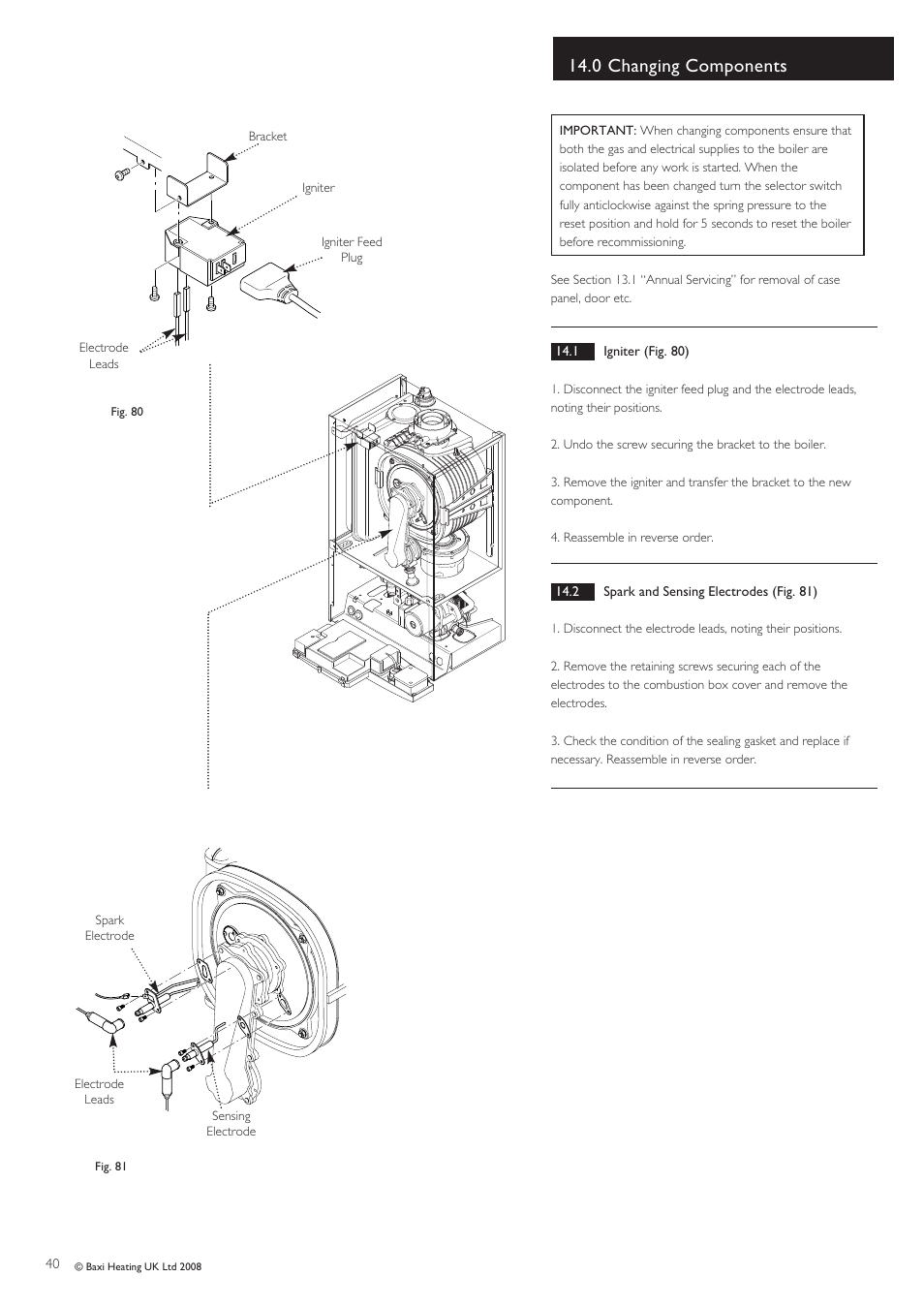 0 changing components | Baxi Potterton Gold HE A Range User Manual | Page 40 / 60
