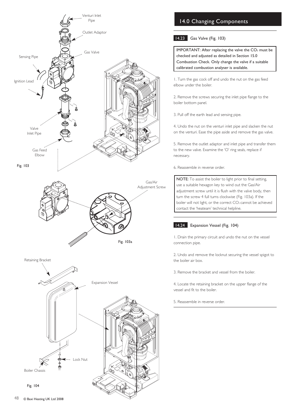 0 changing components | Baxi Potterton Gold HE A Range User Manual | Page 48 / 60