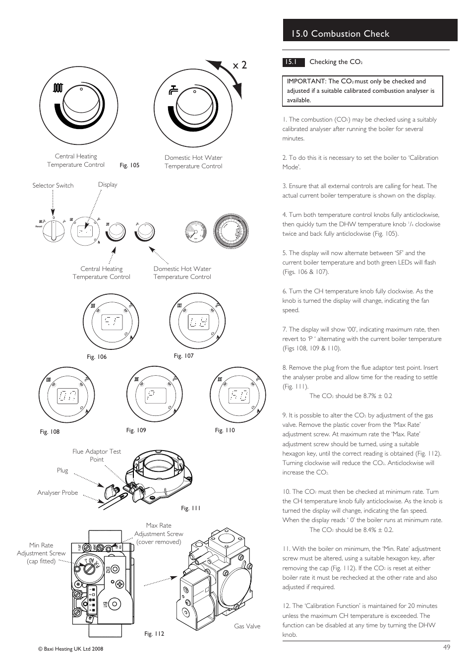 0 combustion check, 1 checking the co | Baxi Potterton Gold HE A Range User Manual | Page 49 / 60