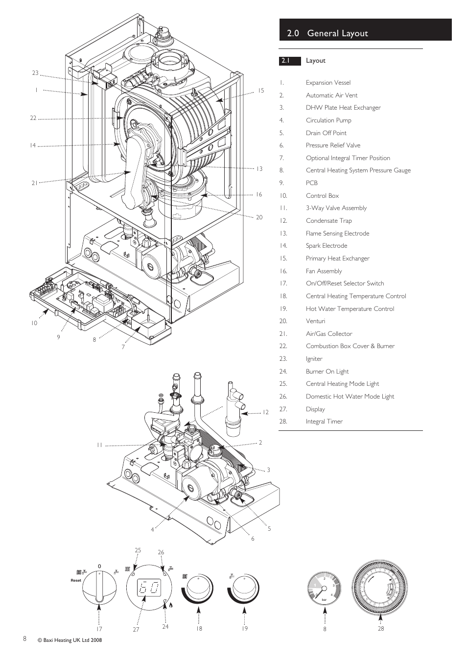 0 general layout, 1 layout | Baxi Potterton Gold HE A Range User Manual | Page 8 / 60