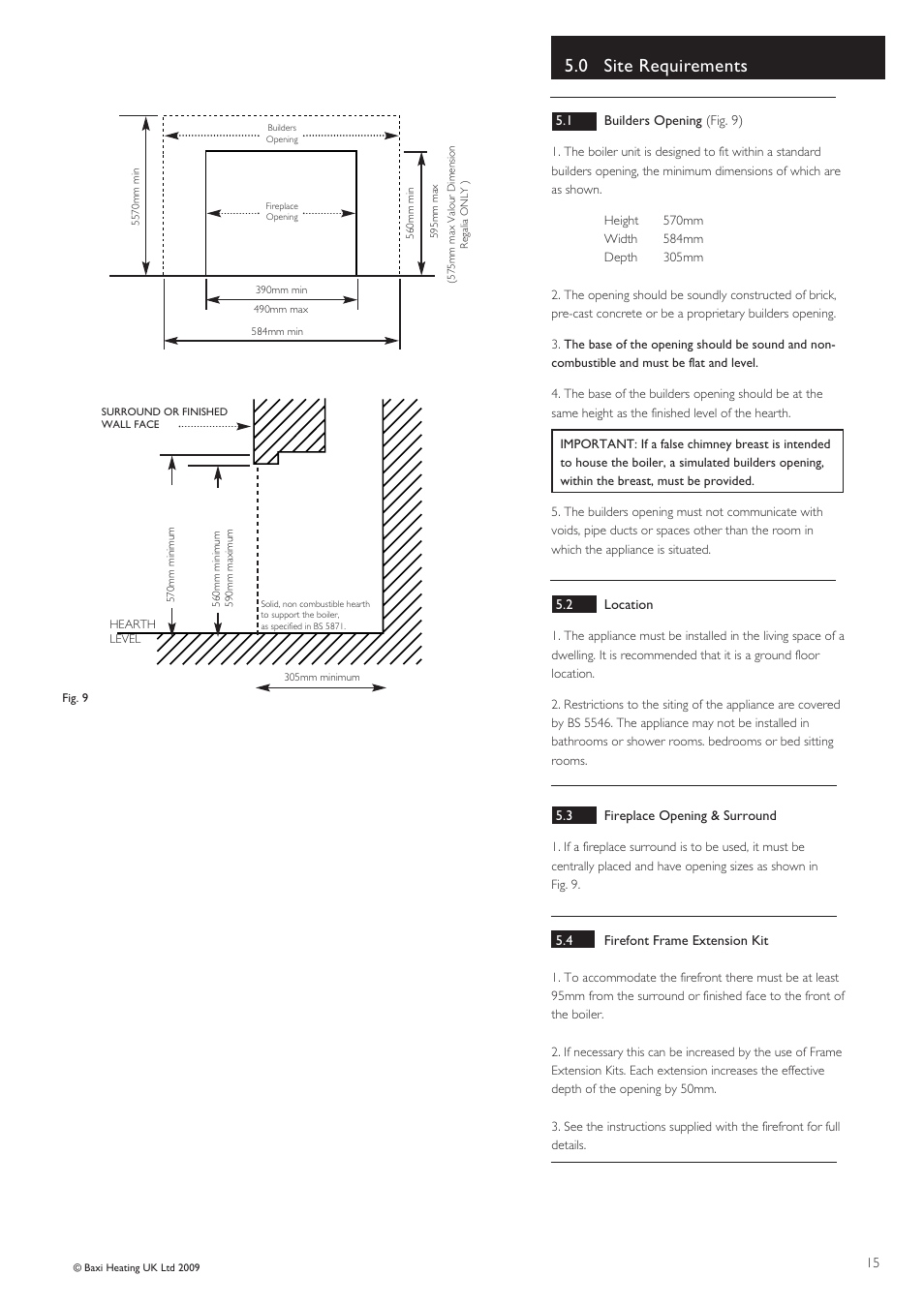 0 site requirements | Baxi Potterton BBU 15 HE User Manual | Page 15 / 44