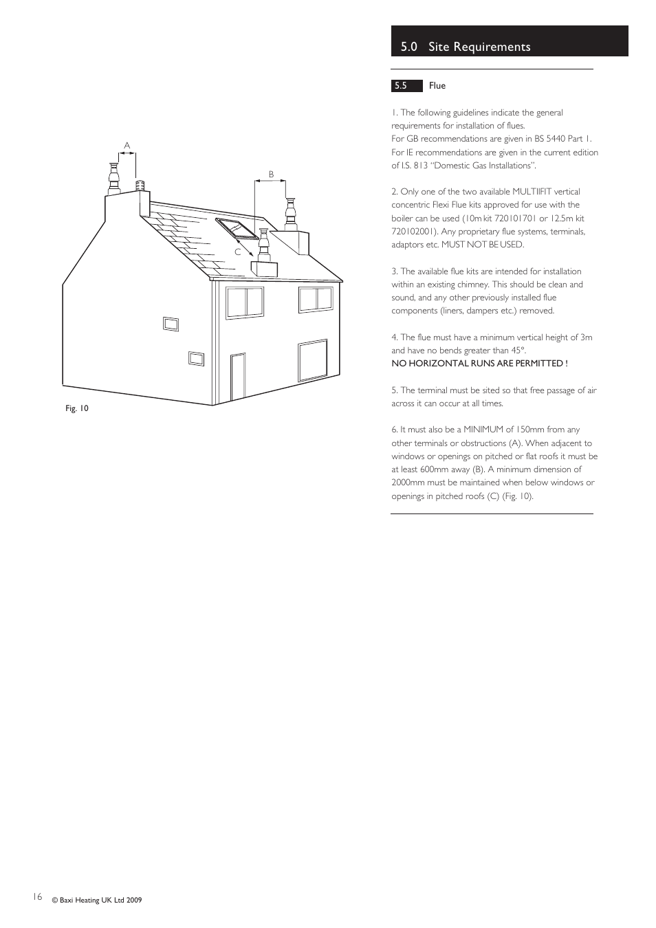 0 site requirements | Baxi Potterton BBU 15 HE User Manual | Page 16 / 44