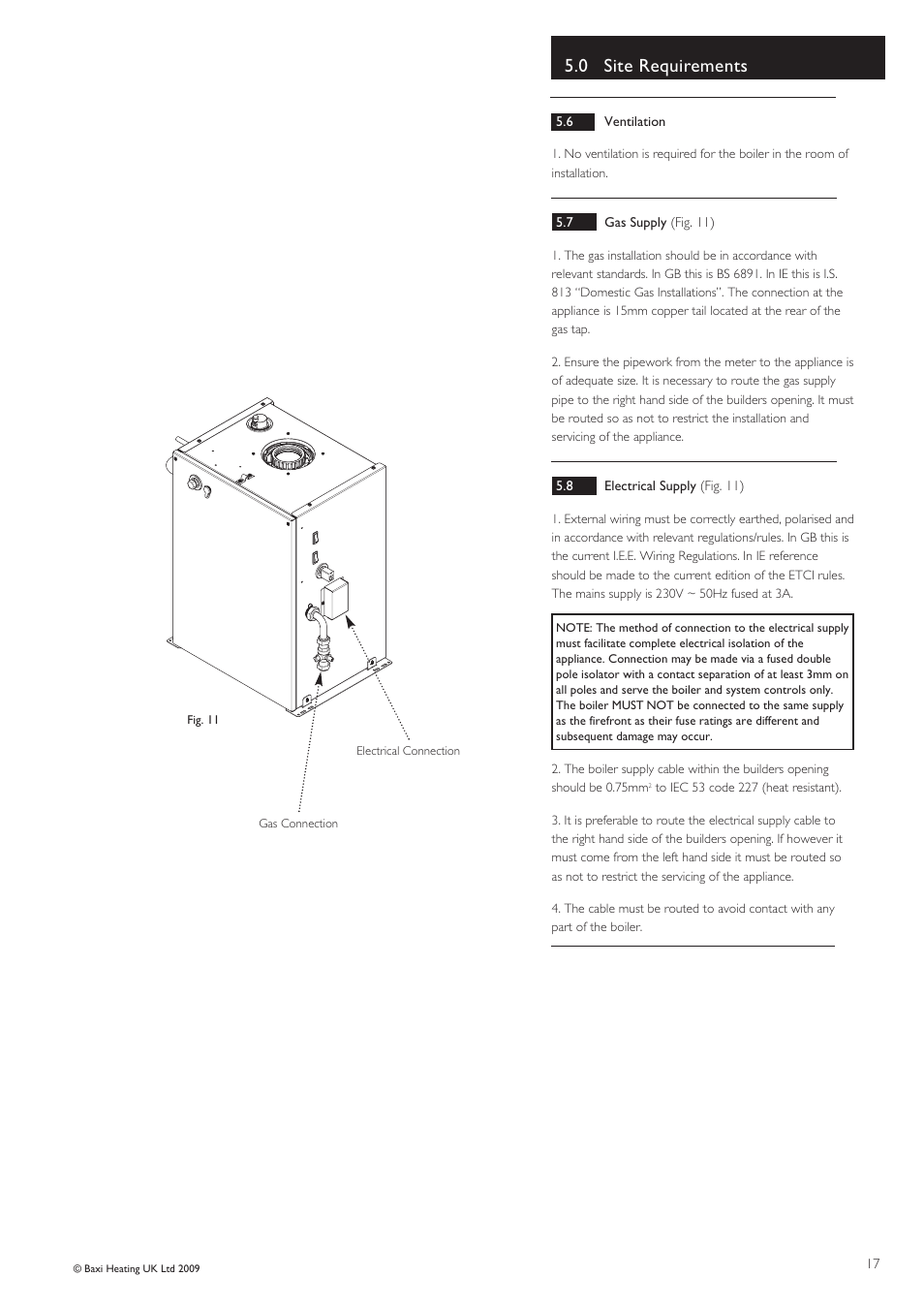 0 site requirements | Baxi Potterton BBU 15 HE User Manual | Page 17 / 44