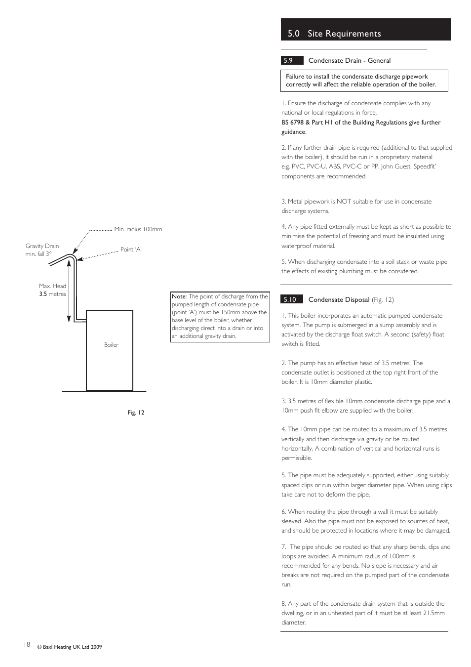 0 site requirements | Baxi Potterton BBU 15 HE User Manual | Page 18 / 44