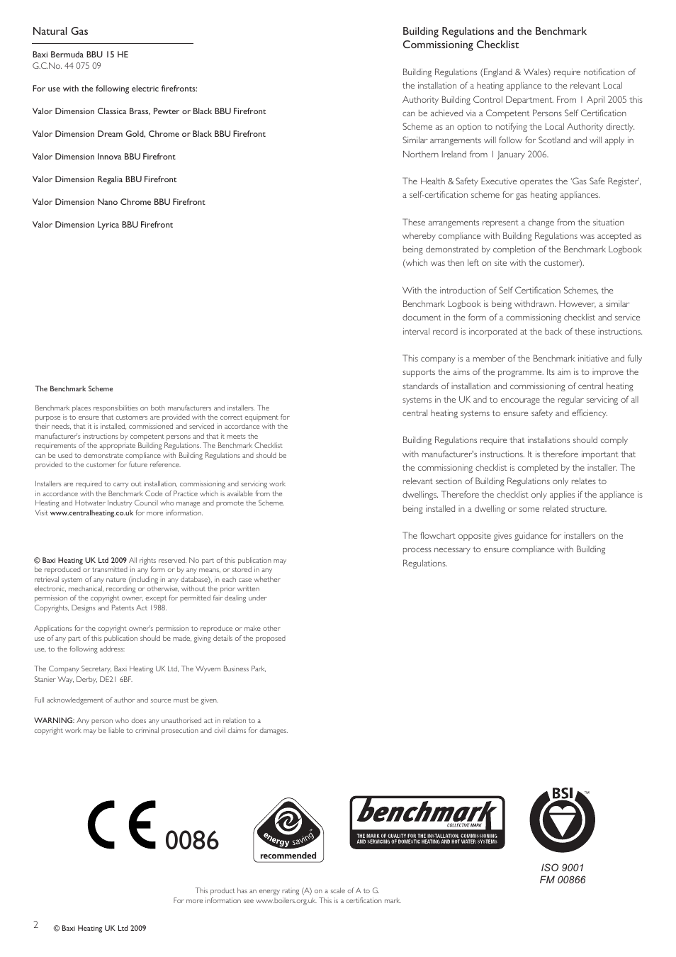 Baxi Potterton BBU 15 HE User Manual | Page 2 / 44