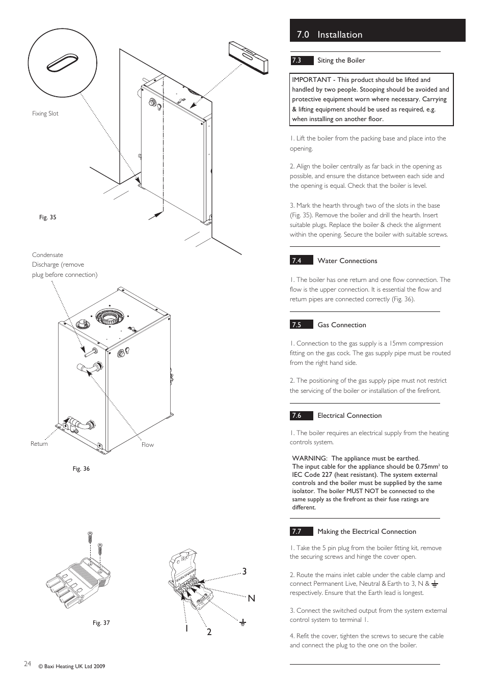 0 installation, 12 n 3 | Baxi Potterton BBU 15 HE User Manual | Page 24 / 44