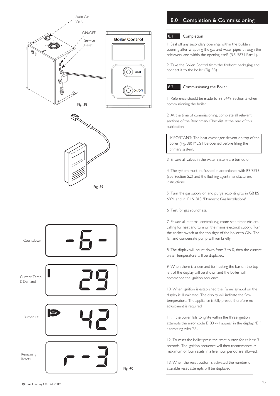 0 completion & commissioning | Baxi Potterton BBU 15 HE User Manual | Page 25 / 44